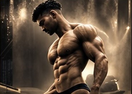 Classic physique athlete in a side pose
